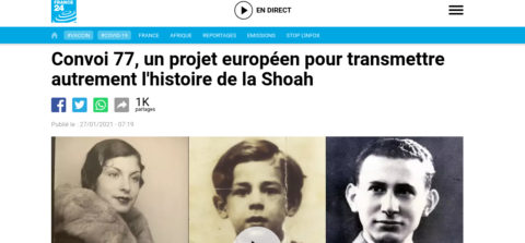 FRANCE 24 – Le projet Convoi 77 à l’honneur pour la journée en mémoire des victimes de la Shoah