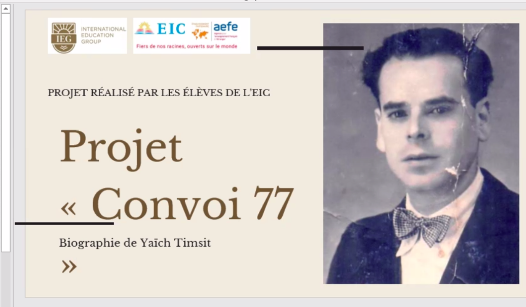 Biographie de Yaich Timsit. élèves de l'EIC.