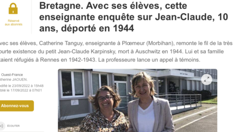 « Ouest France » : des recherches autour d’un déporté de 10 ans