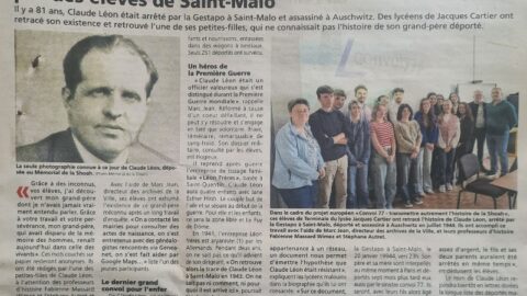 L’histoire de Claude Léon retracé par des lycéens de Saint-Malo