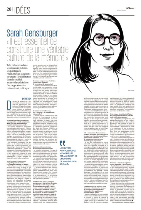Le projet international cité par la chercheuse Sarah Gensburger