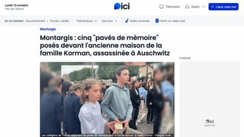 Des articles consacrés à une cérémonie à Montargis en hommage à la famille Korman