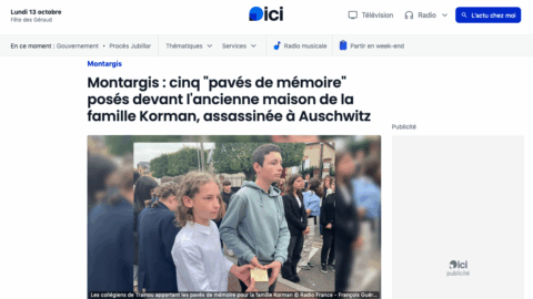Des articles consacrés à une cérémonie à Montargis en hommage à la famille Korman