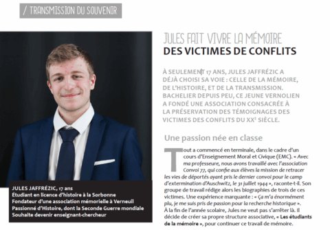 Jules, étudiant en licence d’Histoire, évoque son expérience avec l’association Convoi 77 dans le journal de Verneuil