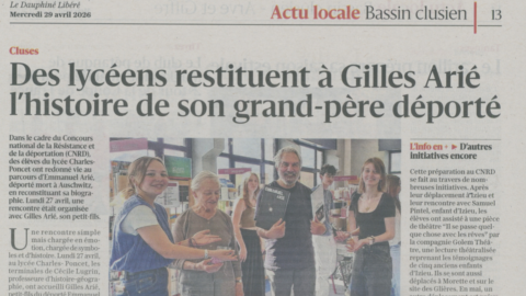Le Dauphiné : Des lycéens restituent le parcours d’Emmanuel Arié, déporté du convoi 77