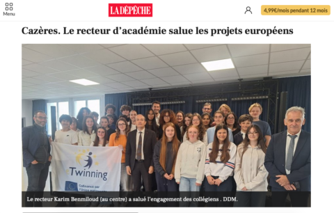 La Dépêche : le recteur de l’académie de Toulouse salue les projets européens en partenariat avec l&rsquo;association convoi 77