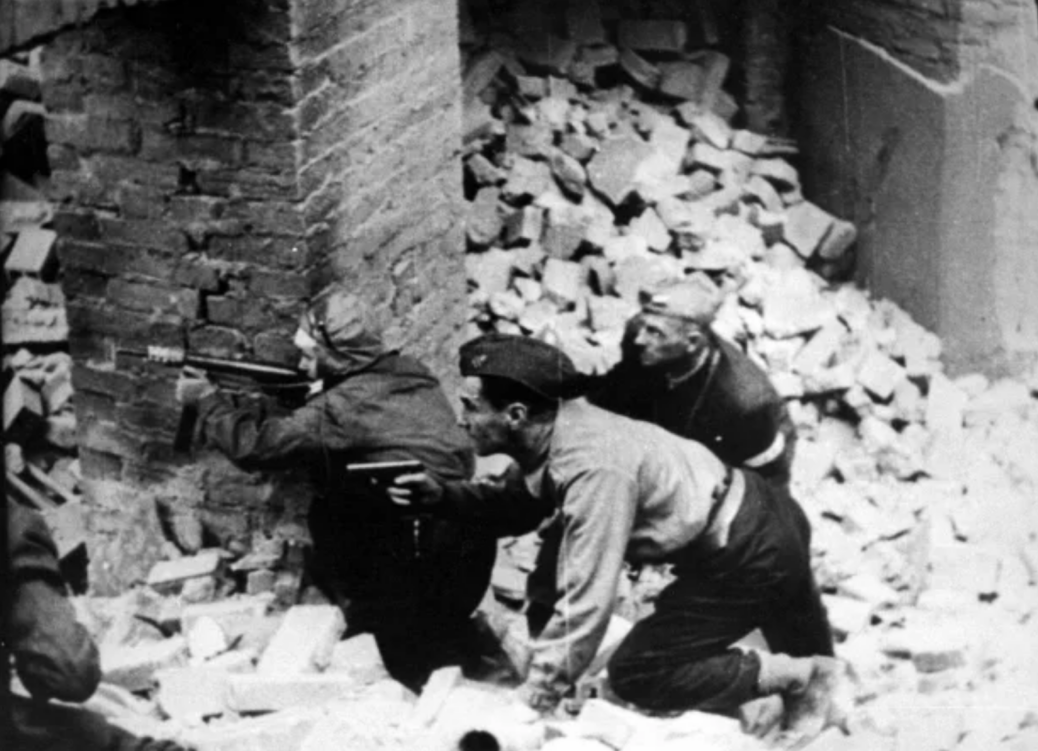 scène de combat dans les rues de Varsovies